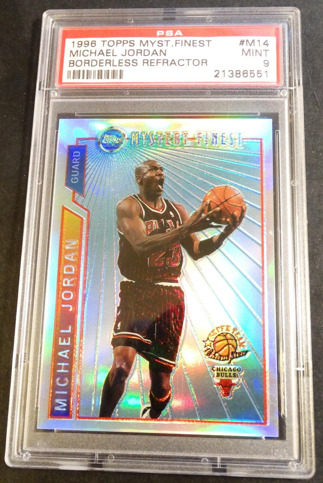 1996 MICHAEL JORDAN TOPPS MYSTERY FINEST REFRACTOR #M14 PSA 9 BEAUTY