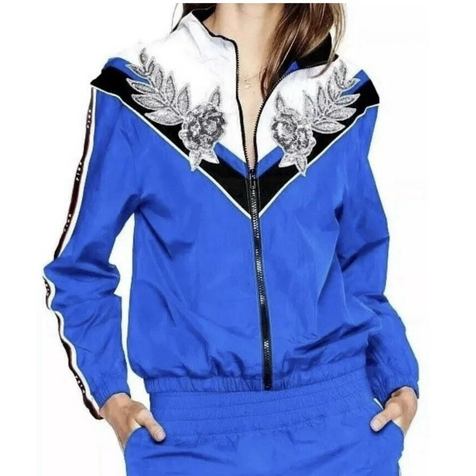 UNDERCOVER Giacca a vento rosa Victoria's Secret donna full zip Bling Anorak media