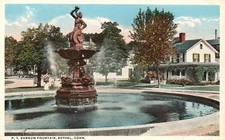 P. T. Barnum Fountain Historical Landmark Bethel Connecticut Vintage Postcard