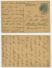 91651 - Ganzsache P 96 - Postkarte - Merseburg 17.4.1915 nach Halle (Saale)