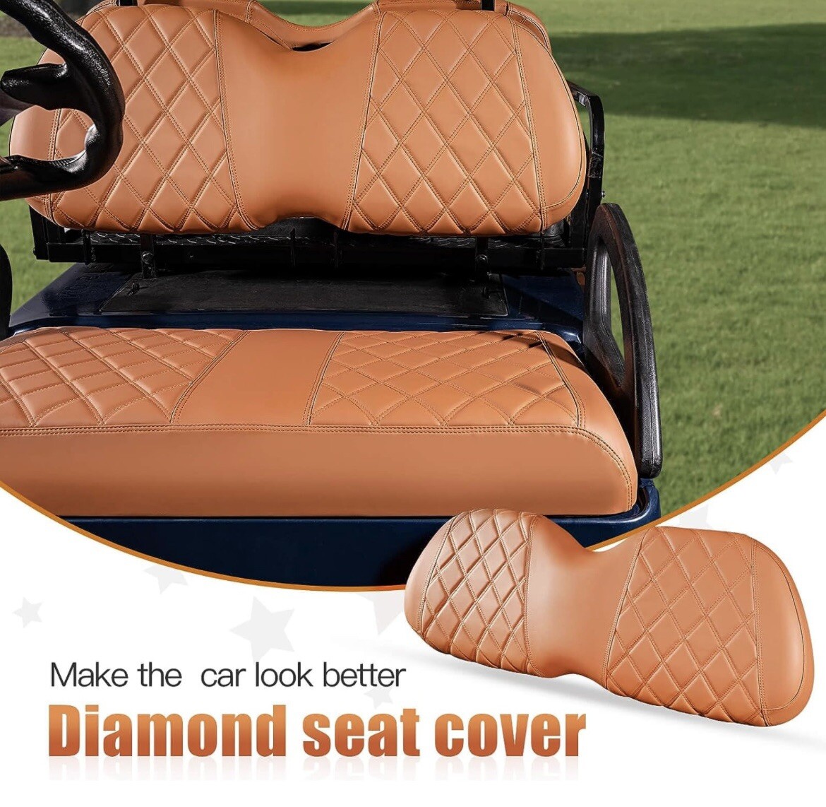 Club Car DS Golf Golf Cart Diamond Model RS Seat Cover Brown