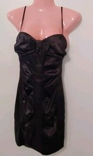 Gorgeous Black Satin Spaghetti Straps  Party Dress Size 1/2