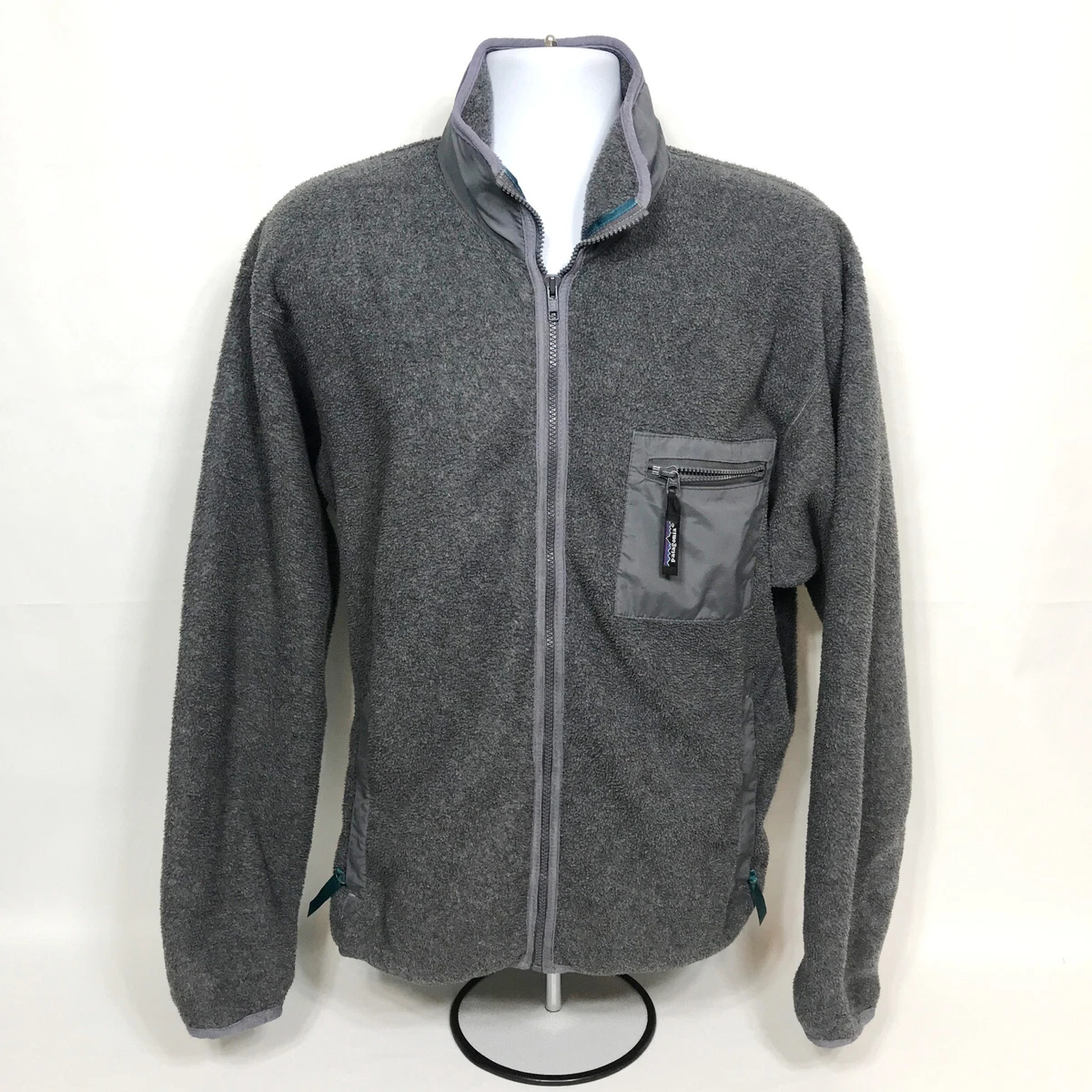 Vintage Patagonia Grey Fleece Full Zip Jacket Made in USA Mens Large