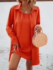 New Orange Dress Set Sz Small