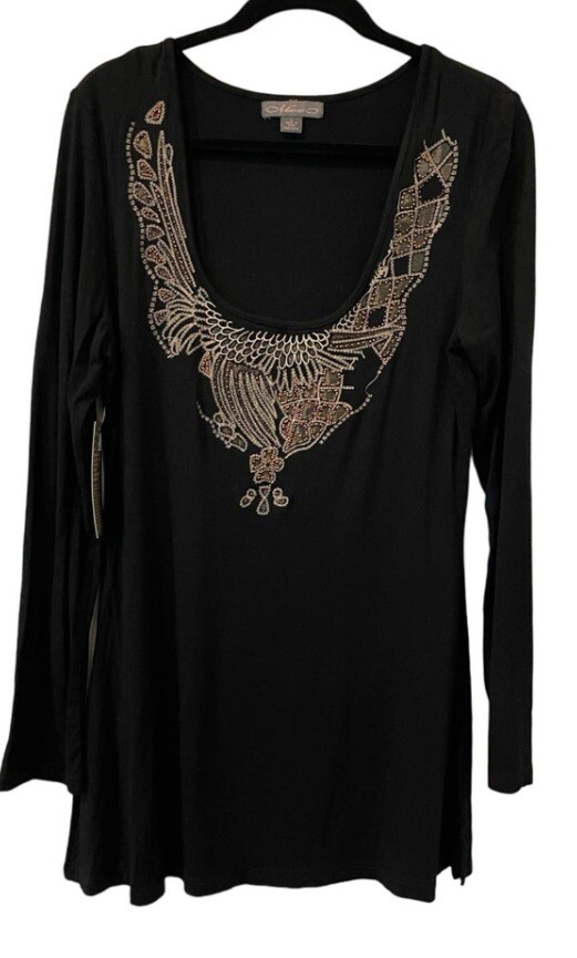トップス ESTNATION Black Designed Blouse トップス ESTNATION Black Designed Blouse Buy Black Long