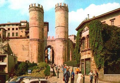 Towers Of The Suprana Gate And C. Columbus House Geneva Italy Postcard [