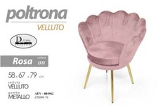 Poltrona relax a conchiglia VELLUTO METALLO DESIGN CLASSICO MODERNO 80*69*60cm