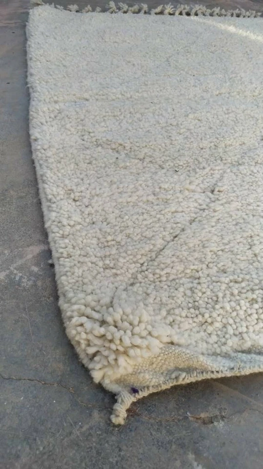 Moroccan Area Rug - 100% Soft Wool, 3x5 ft, Natural Off-White, Authentic Rug - Image 3 of 4