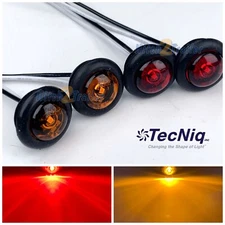 4 pack TecNiq Amber & RED 3/4" LED Bullet lights Clearance Marker Trailer Truck