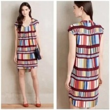 Anthropologie Maeve Au Revoir Colorful Striped Bookshelf Dress, Size 2