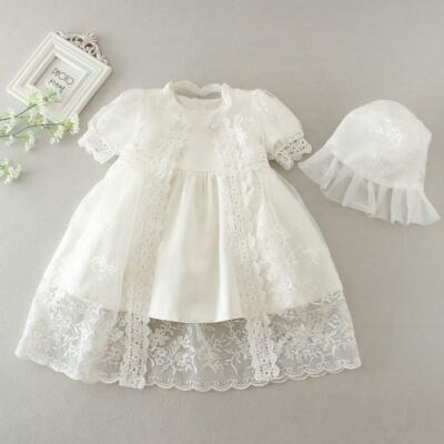 Neue lange viktorianische Taufkleider Baby Mädchen Spitzenkleid Hochzeit Kinderkleidung