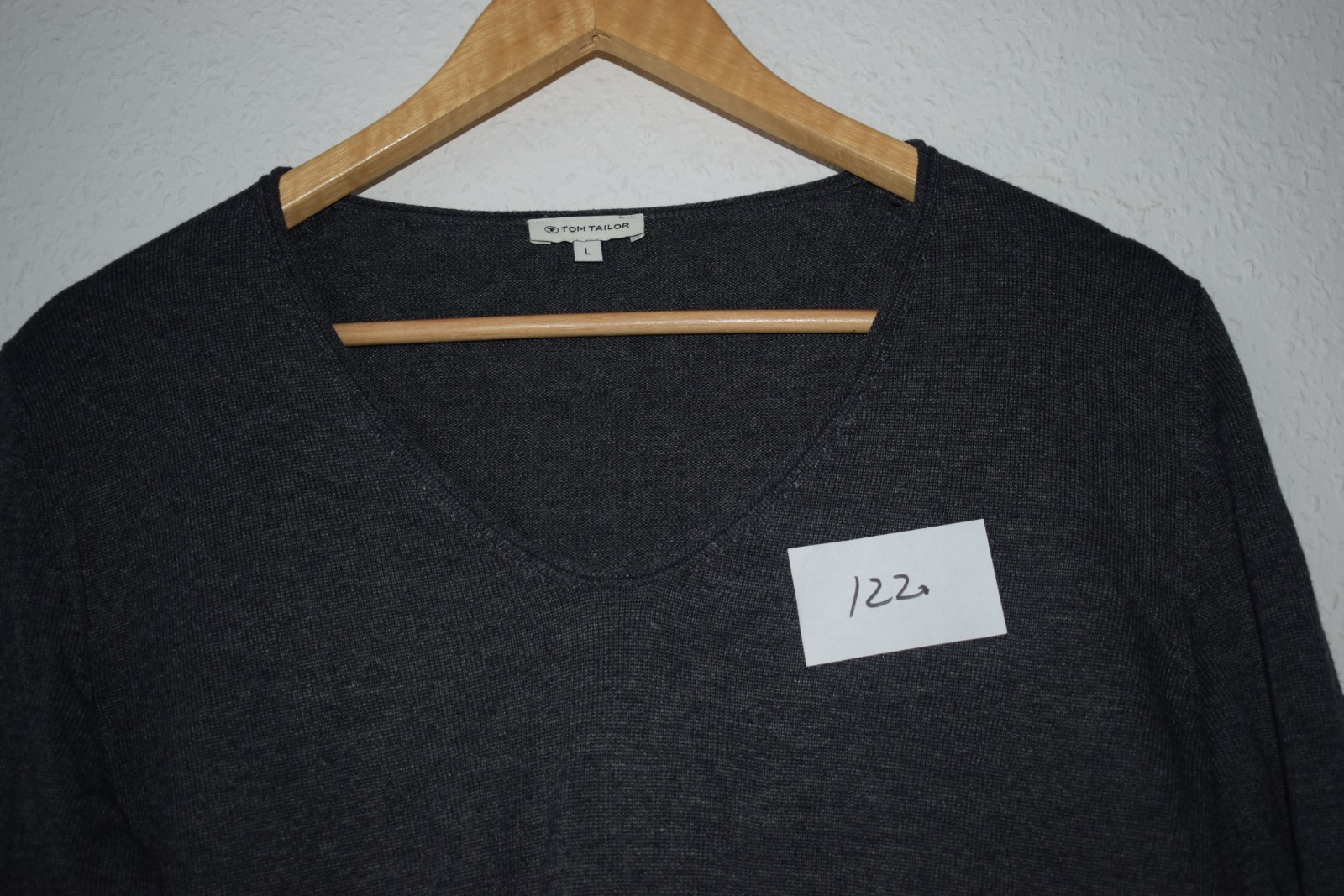 Tom Tailor Men's V-Neck Knit Sweater - Charcoal Grey - Size Large image 5