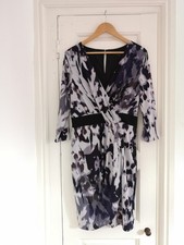 Coast dress size 14 abstract print grey black purple faux wrap
