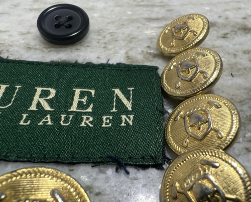 Ralph Lauren Replacement Buttons Gold Tone Metal Set of 10 + 1 (Plastic) - Picture 5 of 9