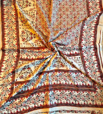 Indian Vintage SILK Sari Fabric Floral Print/Woven Textile Saree 5yd X 1.25yd