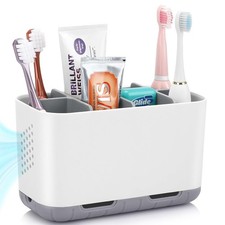 Toothbrush and Toothpaste Holder Drainage for Bathroom Countertop with Adjust...