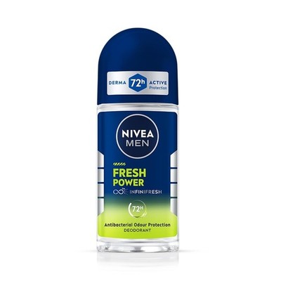 NIVEA Men Fresh Power Underarm Roll-On Deodorant Musk Fragrance 50 Ml