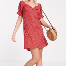ASOS Influence Red White Polkadot Mini Dress Womens Size US 10 UK 14