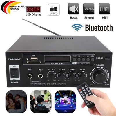 3000W Bluetooth Verstärker Vollverstärker HiFi Stereo Amplifier Digital FM USB