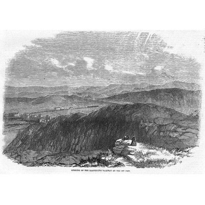 Eröffnung der LLANDUDNO-Eisenbahn - antiker Druck 1858
