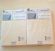 Set Spring Splendor Damask Tablecloth Ivory Oblong Cotton/Polyester Machine Wash