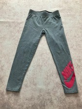 Nike Girls Gray Leggings Pink Logo Size 6x Large