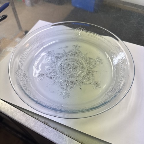 Vintage Fire King Philbe Clear Blue Glass Pie Pan Plate Baking Dish 8 1/4”