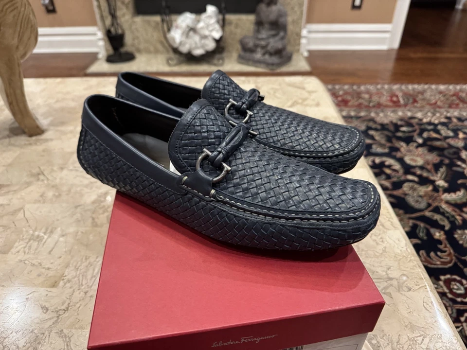 Salvatore Ferragamo Parigi ZAPATOS TEJIDOS, Mocasines, Conductores PARA HOMBRES EE. UU. 11 ee Foto 3 de 4