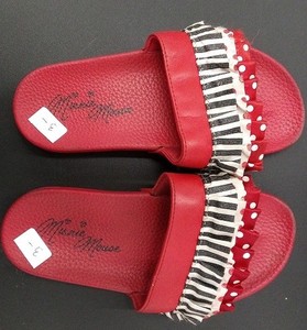 Minnie Mouse red sandals kids size 1-2 (black and white stripes, polka dot ruffl