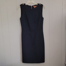Tory Burch Womens Dress Size 2 Blue Wool Sleeveless Inner Lined Gold Zip
