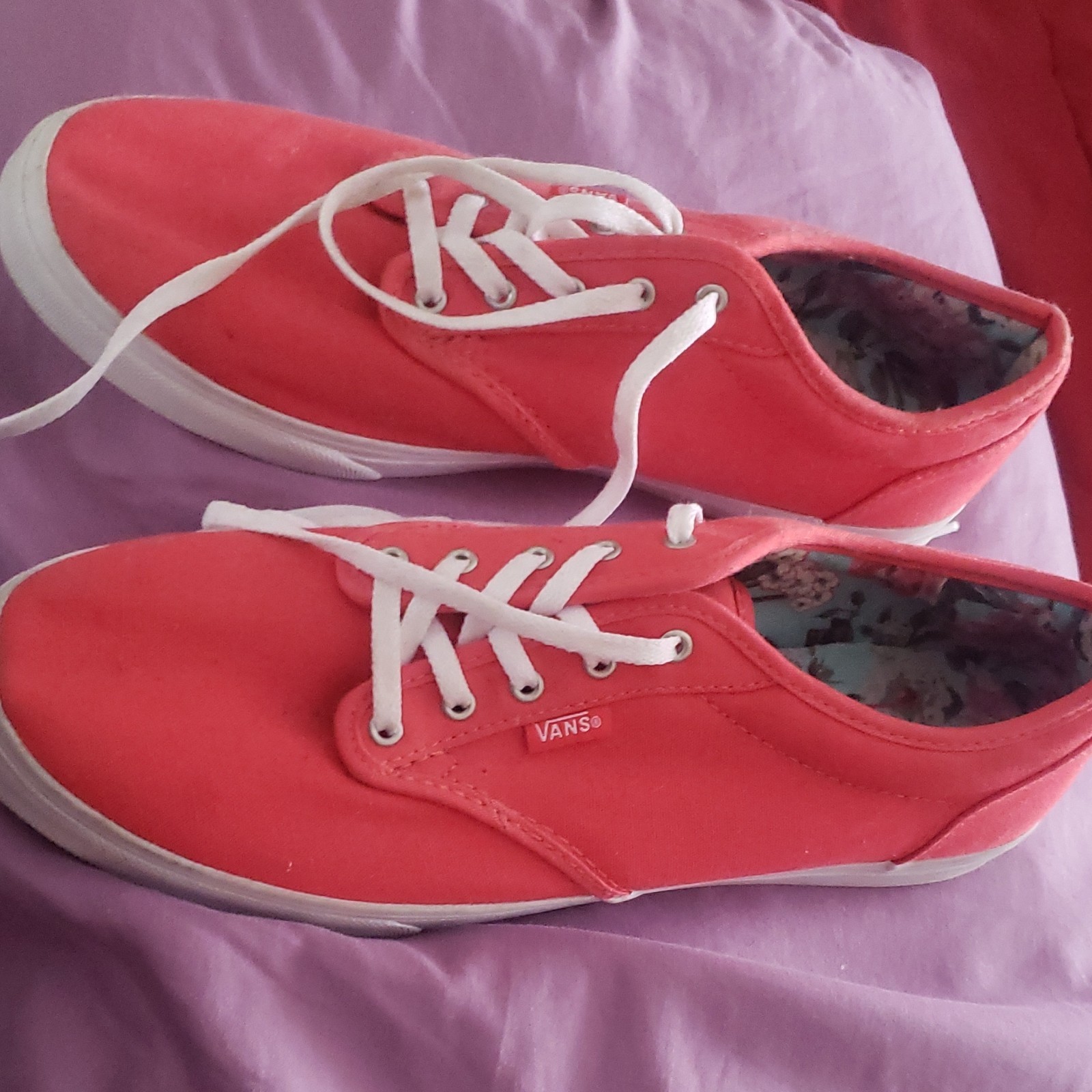 Vans Red Canvas Lace Up Men's Casual Sneakers Round Toe Rubber Sole thumbnail 2