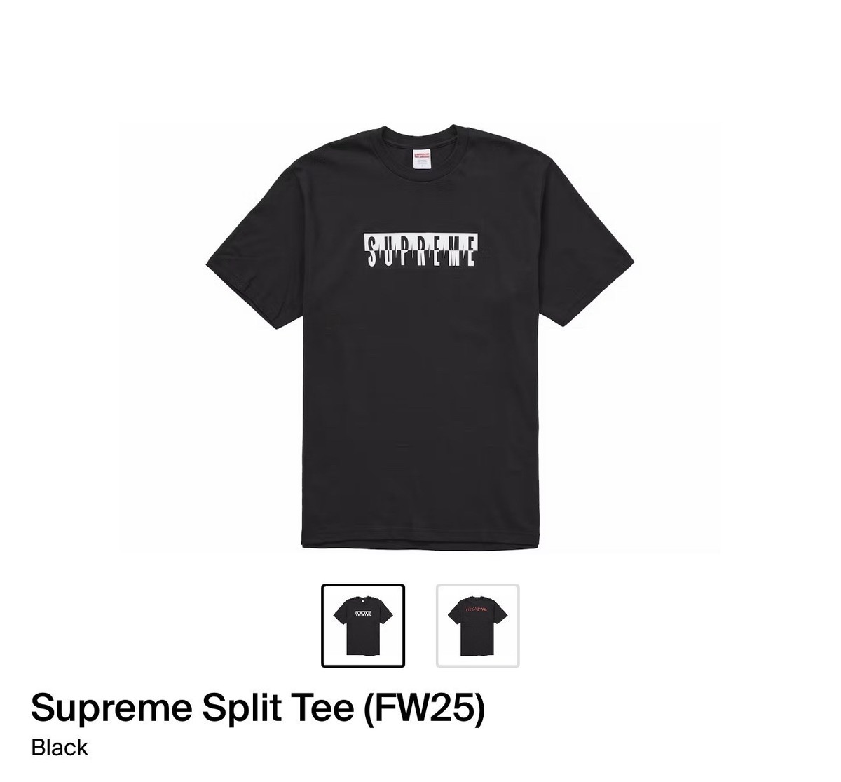 In-Hand Supreme Split Logo Tee Black Size: M | eBay