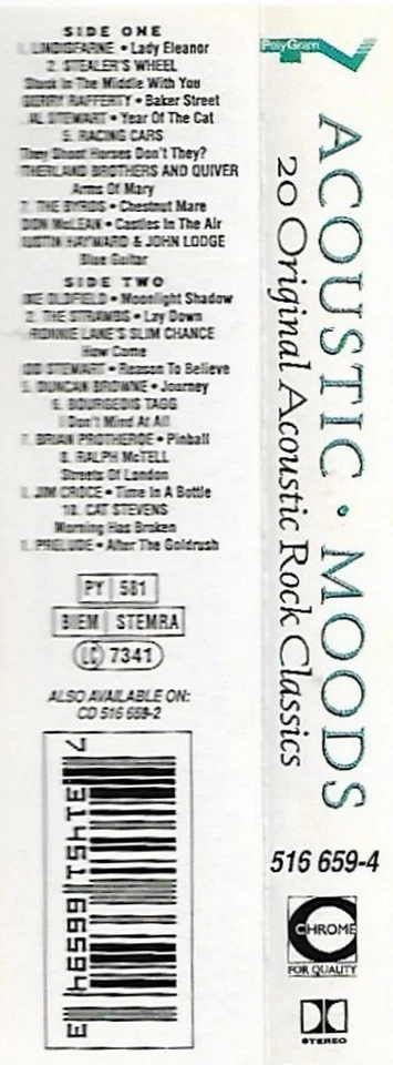Various Acoustic Moods CASSETTE ALBUM POP ROCK CLASSICS Compilation - Image 3 of 4