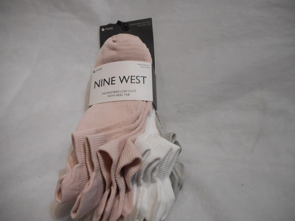 Meias femininas Nine West 6 pares multicoloridas corte baixo tamanho 5-10 - Imagem 2 de 4
