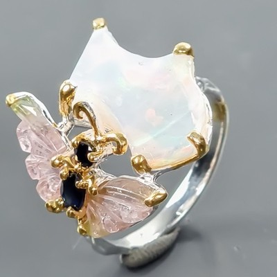 5 ct + Sonderposten natürlicher Opal Ring 925 Sterling Silber Größe 7 /R422061