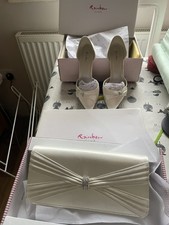 Rainbow Club Dressy Cream Satin Court Shoes & Matching Bag, Size 4Uk