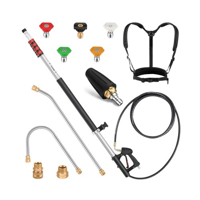 #ad 24 FT Telescoping Pressure Washer Wand Turbo Nozzle Attachmen... USA FAST SHIP $147.96