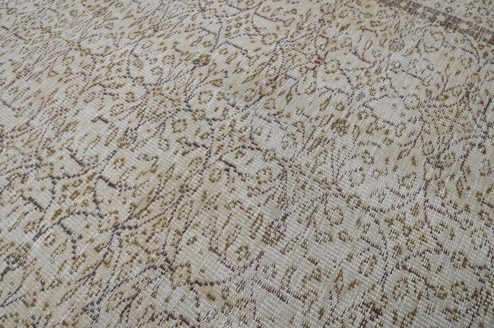 Oushak Turkish Vintage Rug 5x8 Kilim Rug Anatolian Handmade Boho Decor BEIGE - Image 4 of 4