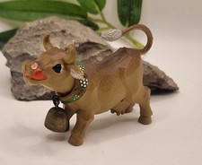 Vintage Nodding Cow Figurine Swiss Alpine Souvenir Bobble Head Bell Ornament
