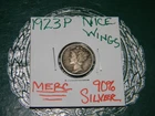 1923-P Mercury 90% Silver Philadelphia Mint Dime-NICE WINGS !! 103 yrs old!!