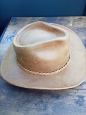 Leather waxed Cognac Fedora by Argentinian firm Estribos size 7 1/4 to 7 3/8ths