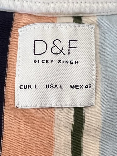 D&F Ricky Singh Striped No Hard Feelings Short Sleeves T Shirt Sz L - Picture 6 of 9