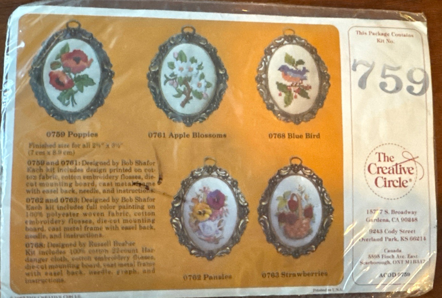 The Creative Circle Vintage Craft Kit Framed Embroidery 0759 Poppies #33