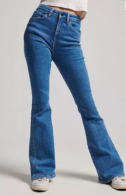 SUPERDRY Studios High Rise Skinny Flare Jeans In Blau W30R (fmn44-9)