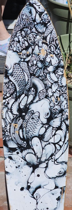 Nanami Cowdroy Koi Fsh &TRUCKS & WHEELS 45” Lngbord SkateboardGraphic COMBO '70s