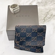 GUCCI Stacked Sterling Silver Ring Size 5 Chunky Minimalist Industrial Luxury