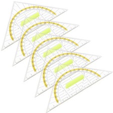 5 Pcs Plastic Measuring Rulers Geometry Triangle Drawing Tools Set for Office