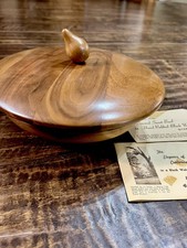 Hand Turned Wood Bowl With Lid Catch All Decor Entryway Trinkets Brown