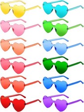12 Pairs Heart Shaped Sunglasses for Women Colorful Glasses Fun Trendy Transpare