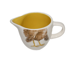 Rae Dunn Thanksgiving Turkey Gravy Boat Or Creamer Holder White W/Yellow Inside